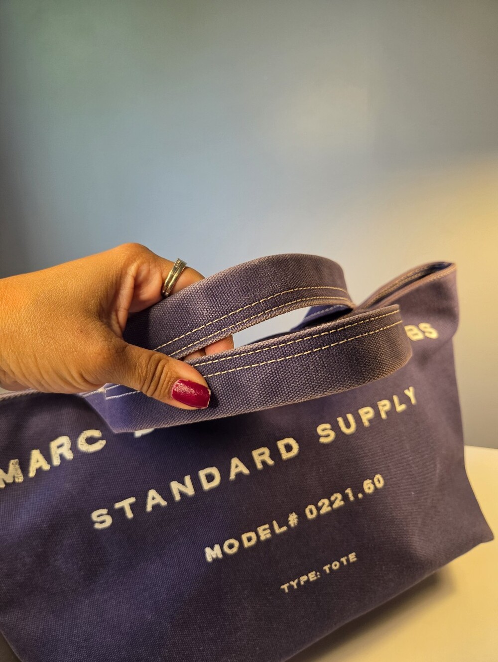 Marc by Marc Jacobs Navy Canvas Logo Tote - Picture 7 of 12